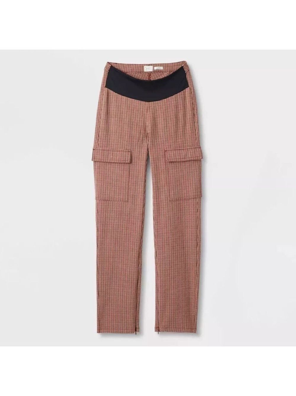 A New Day Women's Adaptive Seated Fit Pants, Brown Plaid - NWT